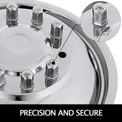 VEVOR Polished 19.5" 10 Lug Wheel Simulators Stainless Steel Bolt Kit Hubcap Kit
