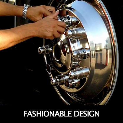 VEVOR Polished 19.5" 10 Lug Wheel Simulators Stainless Steel Bolt Kit Hubcap Kit