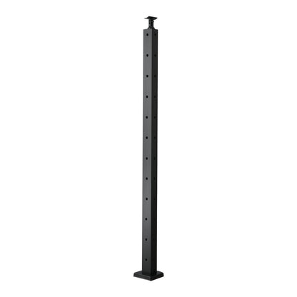 Cable Railing Post, 1.07 m Corner Railing Post, with L-Shaped Pre-Drilled Holes, Stainless Steel Cable Rail Post with Horizontal and Curved Bracket, 1-Pack, Black, 1JZLGZXHS10607YXO001V0