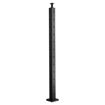 Cable Railing Post, 106.7x5x5cm Corner Railing Post, with L-Shaped Pre-Drilled Holes, Stainless Steel Cable Rail Post with Horizontal and Curved Bracket, 1-Pack, Black, 1JZLGZXHS1065S1EW001V0