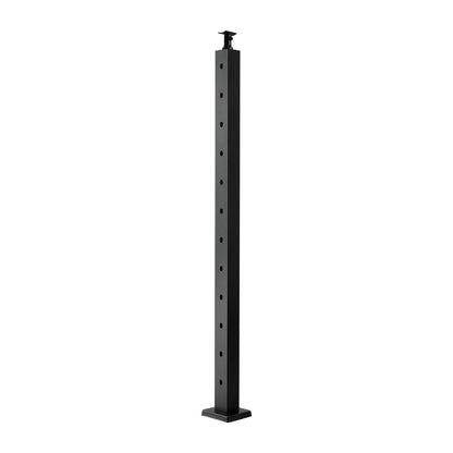 Cable Railing Post,106.7x2.5x5cm Stair Railing Post, with Pre-Drilled 30° Angled Holes, Stainless Steel Cable Rail Post with Horizontal and Curved Bracket, 1-Pack, Black, 1JZLGZXHS106VRA3X001V0