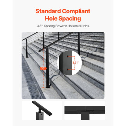 Cable Railing Post, 36x2x2 Inch Stair Railing Post, with Pre-Drilled 30° Angled Holes, Stainless Steel Cable Rail Post w