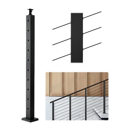 Cable Railing Post, 36x2x2 Inch Stair Railing Post, with Pre-Drilled 30° Angled Holes, Stainless Steel Cable Rail Post w