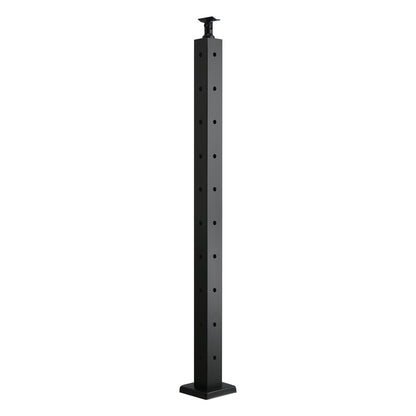 Cable Railing Post, 914.4 x 50.8 x 50.8 mm Corner Railing Post, with L-Shaped Pre-Drilled Holes, Stainless Steel with Horizontal and Curved Bracket, 1-Pack, Black, 1JZLGZXHS914ZPBNY001V0