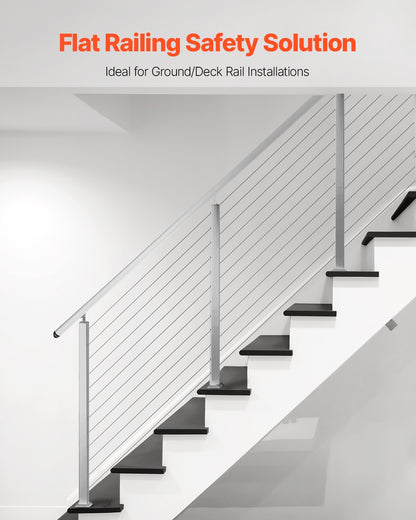 Cable Railing Post, 106.7x5x5cm Stair Railing Post, with Pre-Drilled 30° Angled Holes, Stainless Steel Cable Rail Post with Horizontal and Curved Bracket, 1-Pack, Silver, 1JZLGZXYS1062TLWC001V0