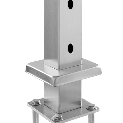 Cable Railing Post, 106.7x5x5cm Stair Railing Post, with Pre-Drilled 30° Angled Holes, Stainless Steel Cable Rail Post with Horizontal and Curved Bracket, 1-Pack, Silver, 1JZLGZXYS1062TLWC001V0