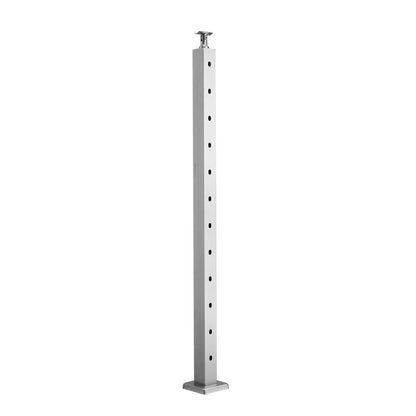 Cable Railing Post, 106.7x5x5cm Stair Railing Post, with Pre-Drilled 30° Angled Holes, Stainless Steel Cable Rail Post with Horizontal and Curved Bracket, 1-Pack, Silver, 1JZLGZXYS1062TLWC001V0