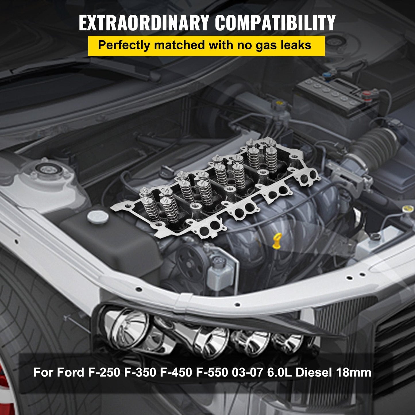 Replacement Cylinder Head for 6.0L Power Stroke F-Series, 18mm Fit, Cast Iron