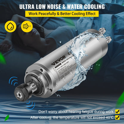2.2KW Water-Cooled Spindle Motor, 8cm Diameter, ER11, 220V, Noise Reduction