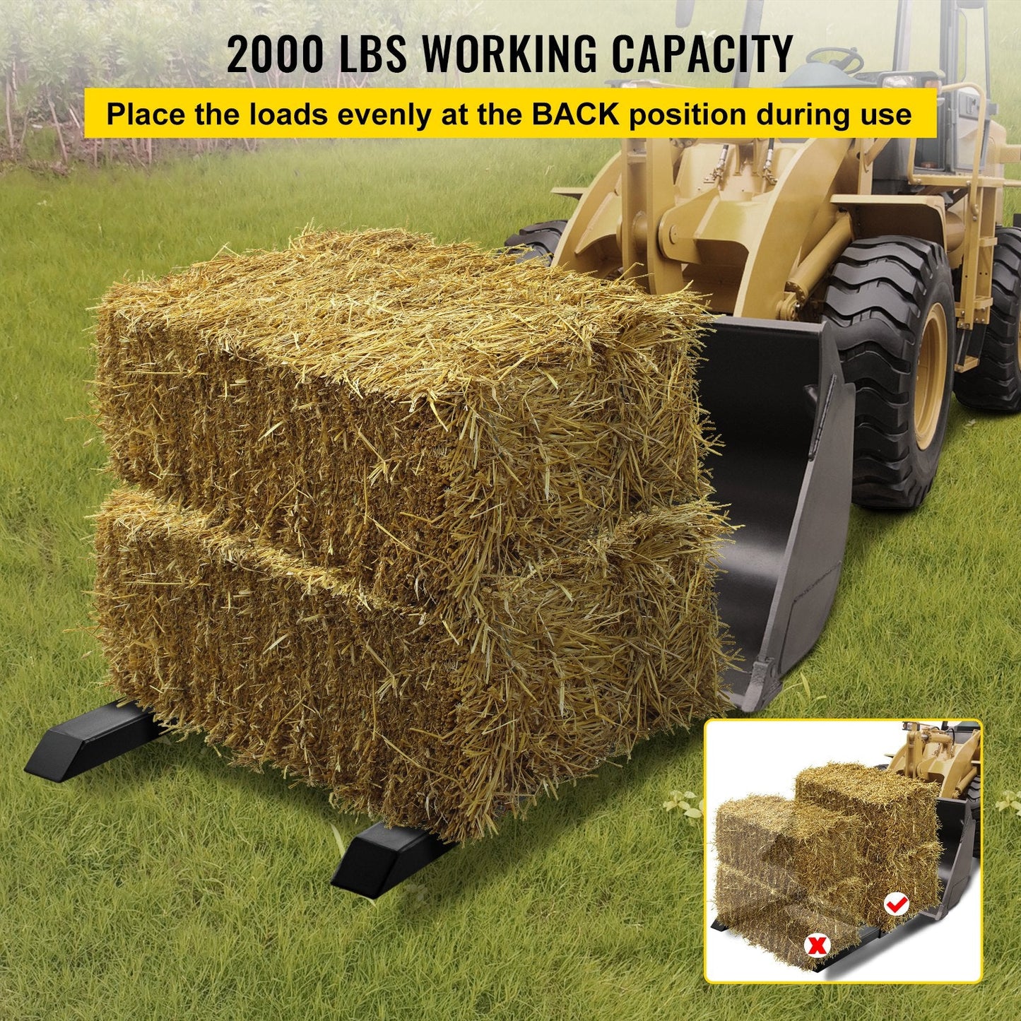 Heavy Duty Clamp-On Pallet Forks for Tractors, 907 kg Capacity, 0.85 Meter Length