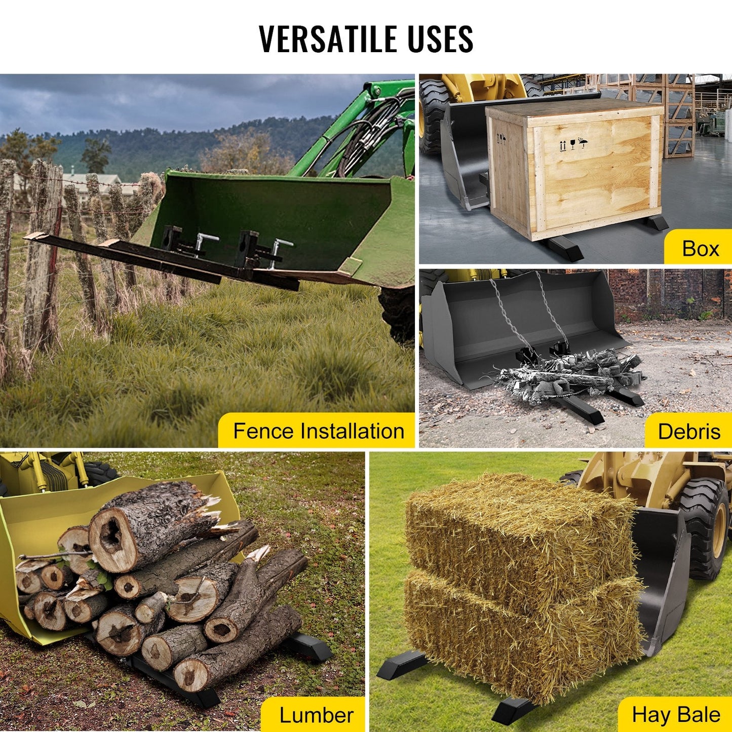 Heavy Duty Clamp-On Pallet Forks for Tractors, 907 kg Capacity, 0.85 Meter Length