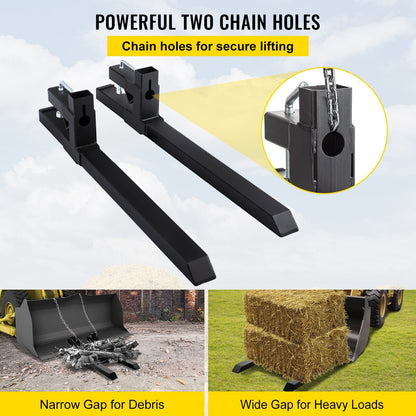 Heavy Duty Clamp-On Pallet Forks for Tractors, 907 kg Capacity, 0.85 Meter Length