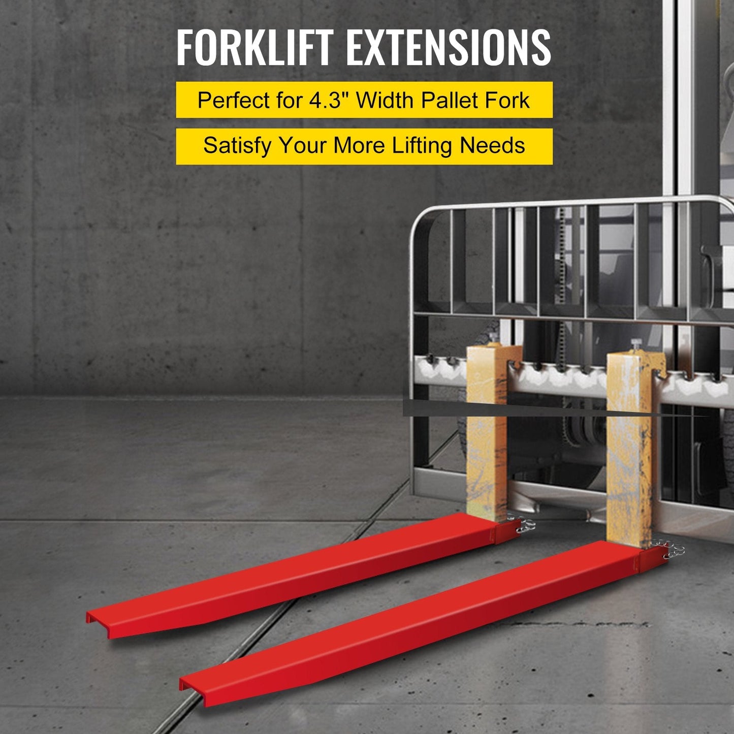 Heavy Duty 2.09m Fork Extensions for 11cm Width Forklifts, Alloy Steel