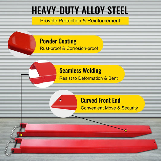 Heavy Duty 2.09m Fork Extensions for 11cm Width Forklifts, Alloy Steel