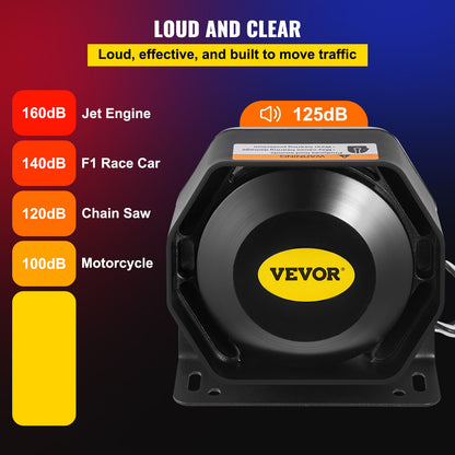 Siren Bundle 8 Tones Emergency Warning Siren, 200W, with PA Speaker MIC System Vehicle Siren Box Fit for Police, Ambulance, Fire Fighting and Engineer Vehicles