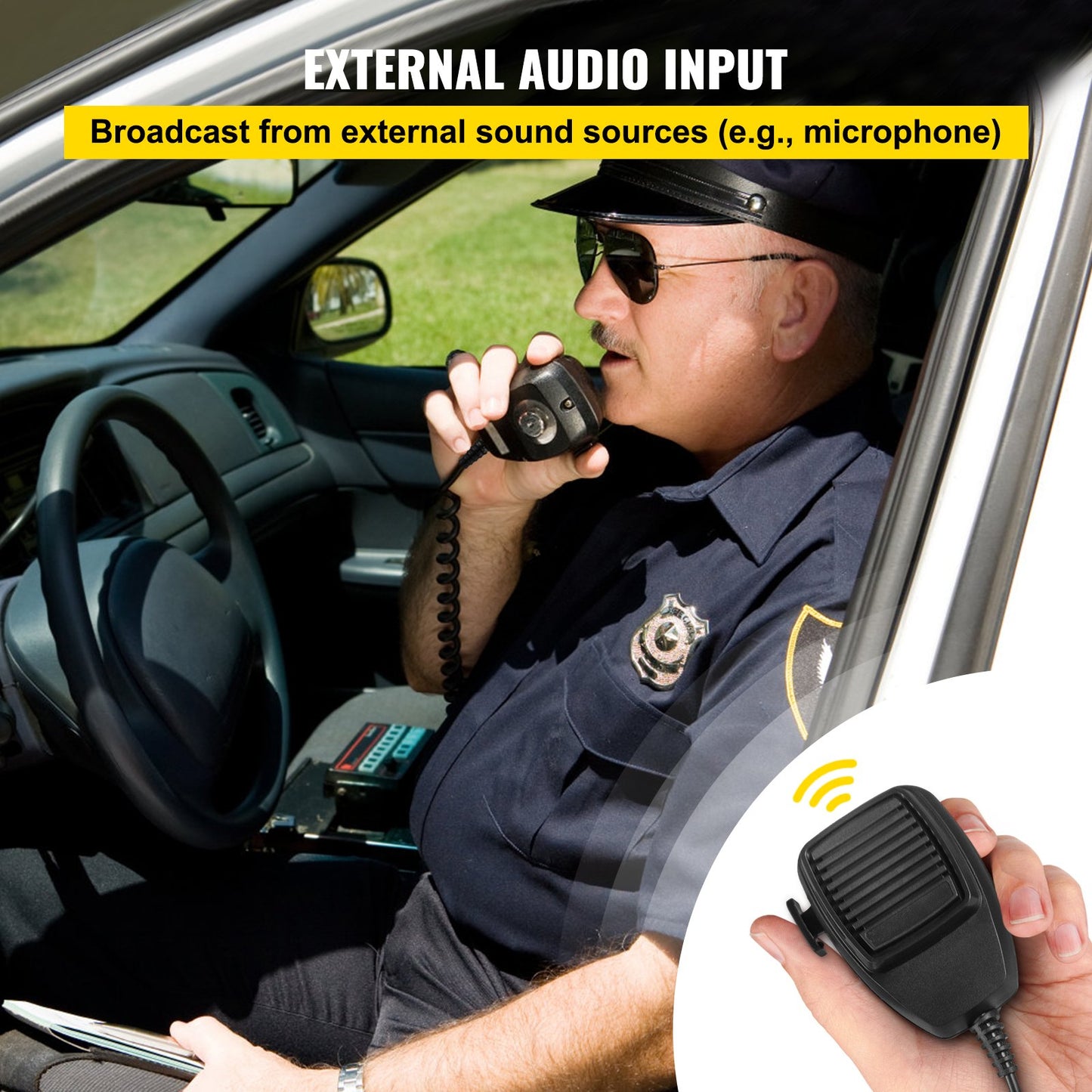 Siren Bundle 8 Tones Emergency Warning Siren, 200W, with PA Speaker MIC System Vehicle Siren Box Fit for Police, Ambulance, Fire Fighting and Engineer Vehicles