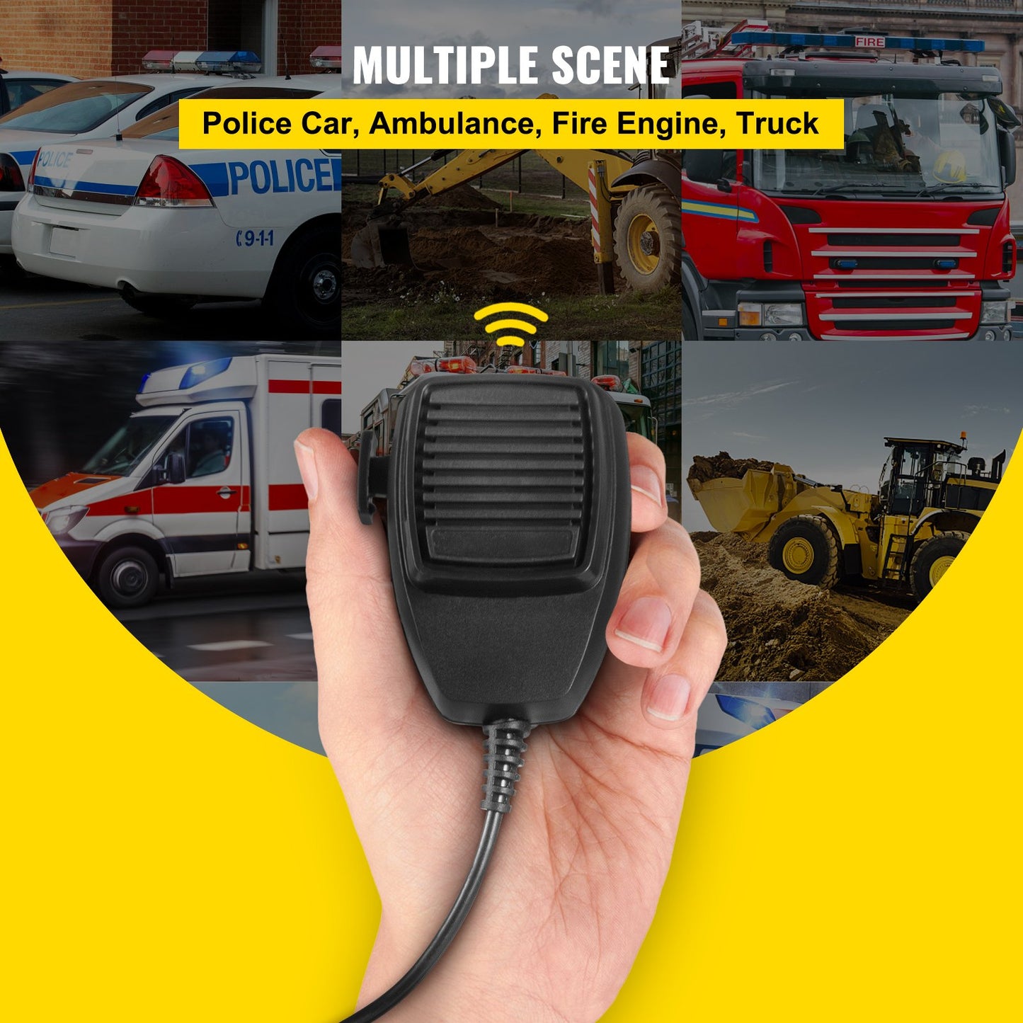 Siren Bundle 8 Tones Emergency Warning Siren, 200W, with PA Speaker MIC System Vehicle Siren Box Fit for Police, Ambulance, Fire Fighting and Engineer Vehicles