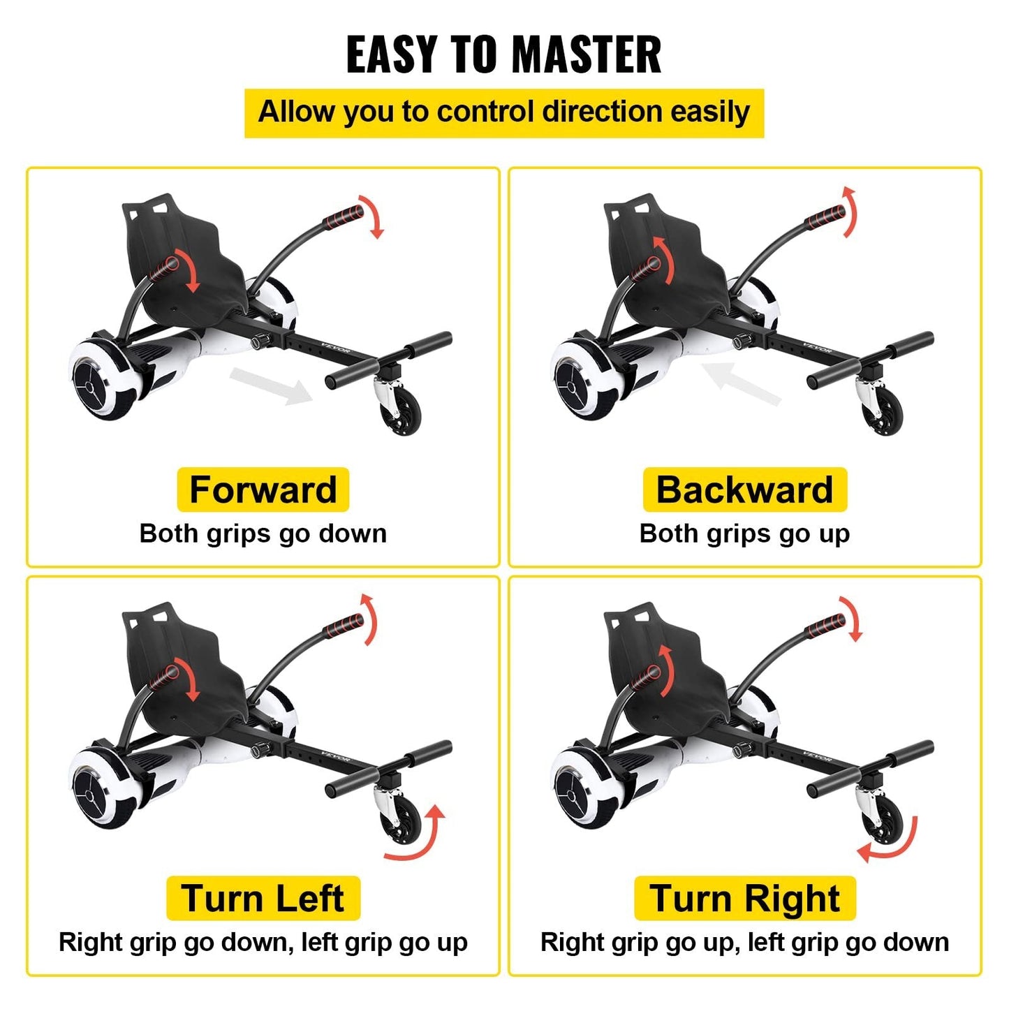 Adjustable Hover Kart for Kids & Adults, Fits 0.17m/0.20m/0.25m Hoverboards