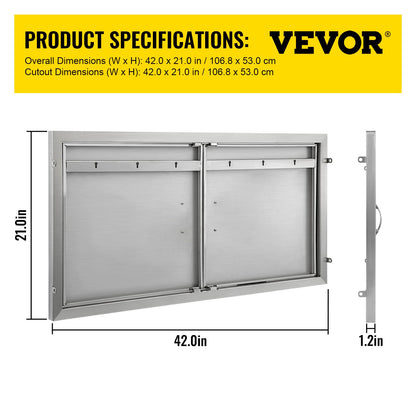 VEVOR 53.7x106.5cm Outdoor BBQ Island Kitchen Stainless Steel Double Access Door