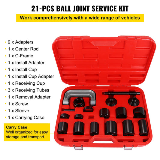 21-Piece Auto Ball Joint Removal & Installation Kit with Carrying Case