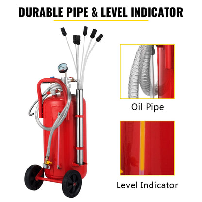 22.7L Portable Air Pneumatic Oil Extractor with Safety Valve & Wheels