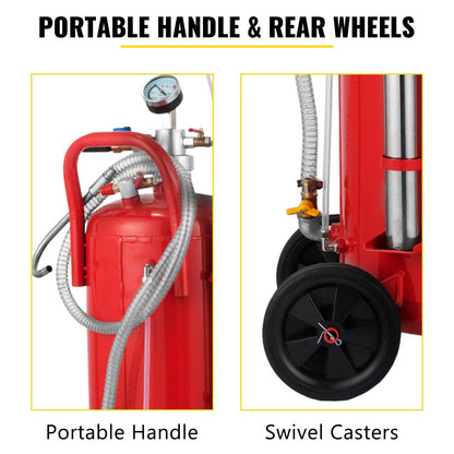 22.7L Portable Air Pneumatic Oil Extractor with Safety Valve & Wheels