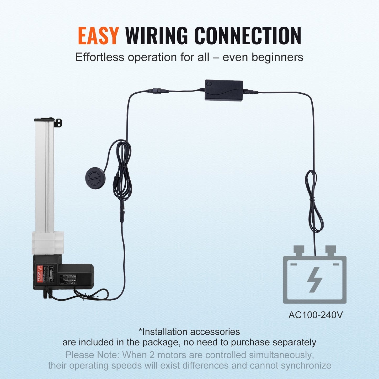 High-Speed 0.33m Linear Actuator Kit 24V for Lifting with 1000N Force, IP44 Rated