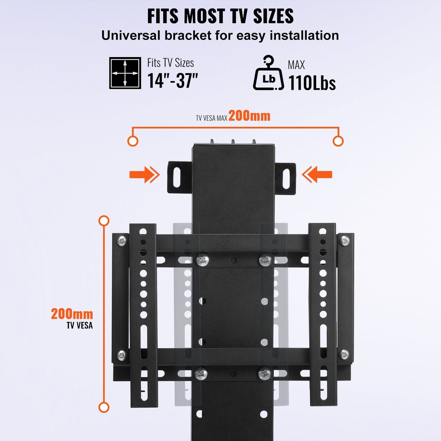 Automatic TV Lift Bracket with Remote, 0.71-1.27m Height Adjustable, 60kg Capacity