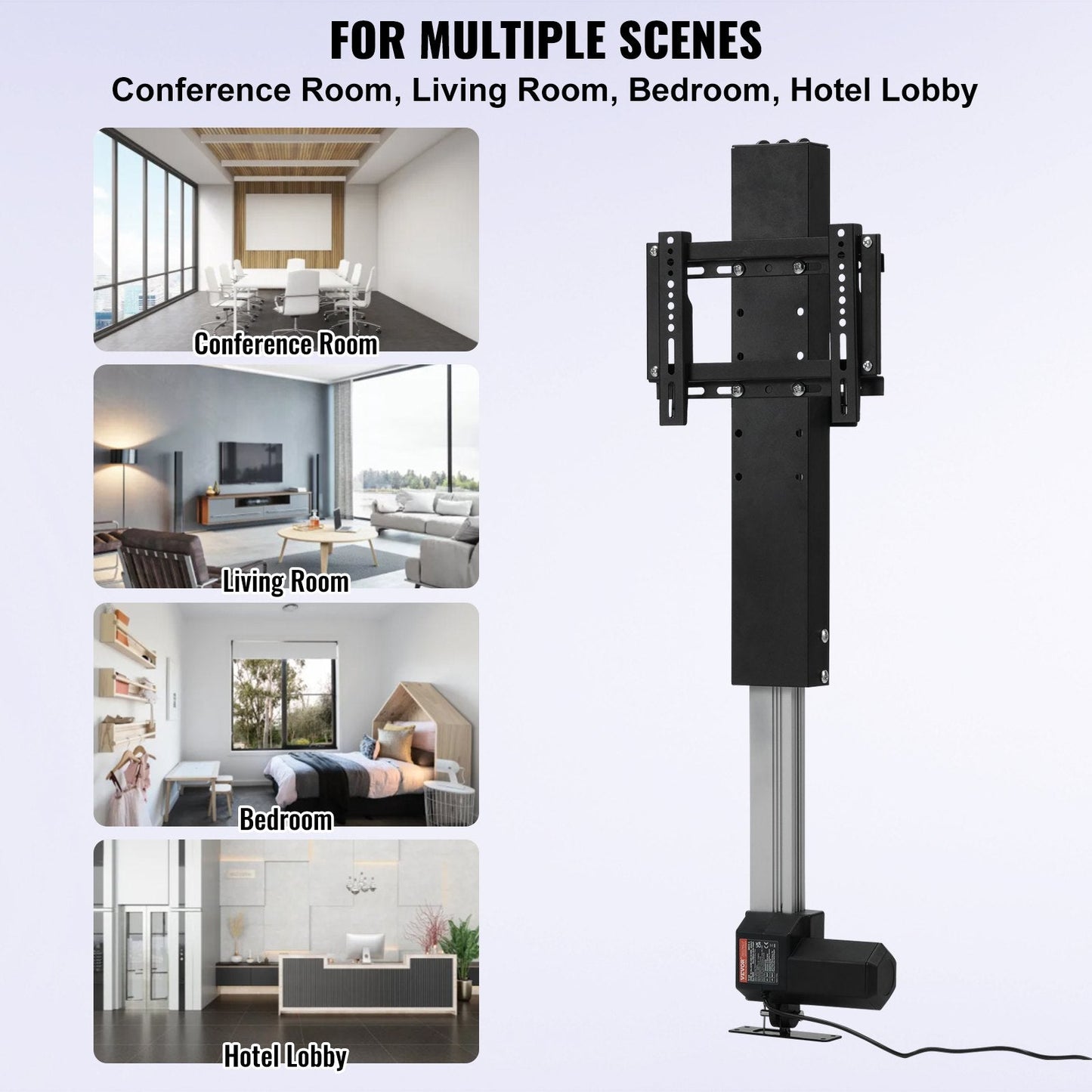 Automatic TV Lift Bracket with Remote, 0.71-1.27m Height Adjustable, 60kg Capacity