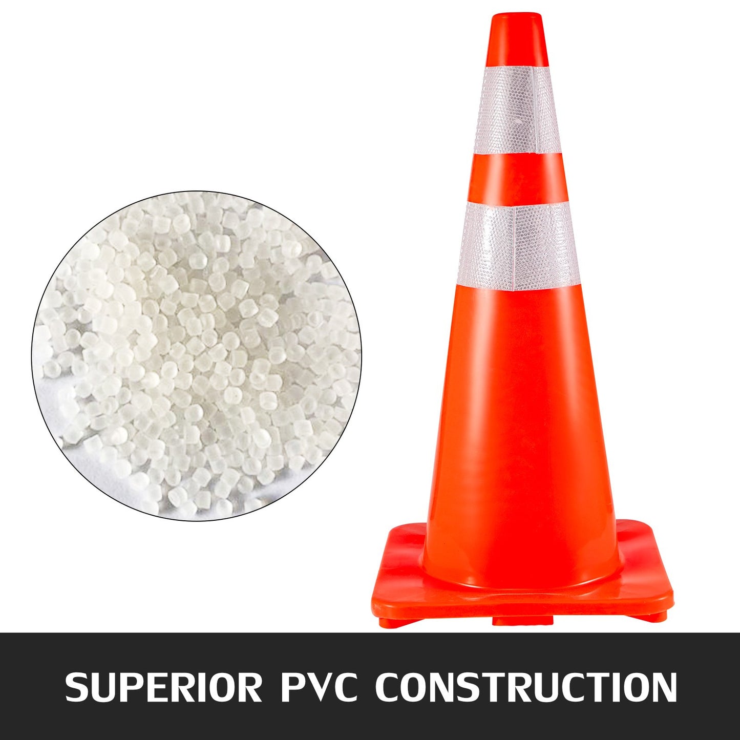 VEVOR 6Pack Traffic Cones, 28"Safety Cones, PVC Orange Traffic Safety Cone with