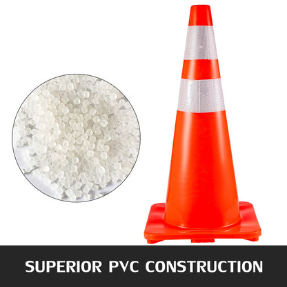 VEVOR 6Pack Traffic Cones, 28"Safety Cones, PVC Orange Traffic Safety Cone with
