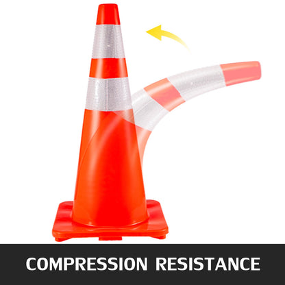 VEVOR 6Pack Traffic Cones, 28"Safety Cones, PVC Orange Traffic Safety Cone with