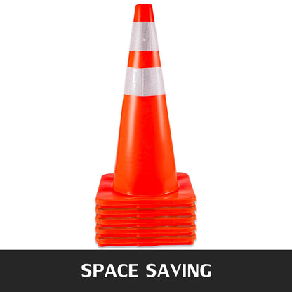 VEVOR 6Pack Traffic Cones, 28"Safety Cones, PVC Orange Traffic Safety Cone with