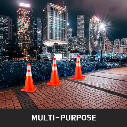 6-Pack 0.71m Orange PVC Traffic Safety Cones with Reflective Collars