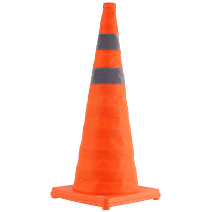 Safety Cones, 4 Pack 28 inch Collapsible Traffic Cones, Construction Cones with Reflective Collars, Wide Base and A Storage Bag, for Traffic Control, Driving Training, Parking Lots