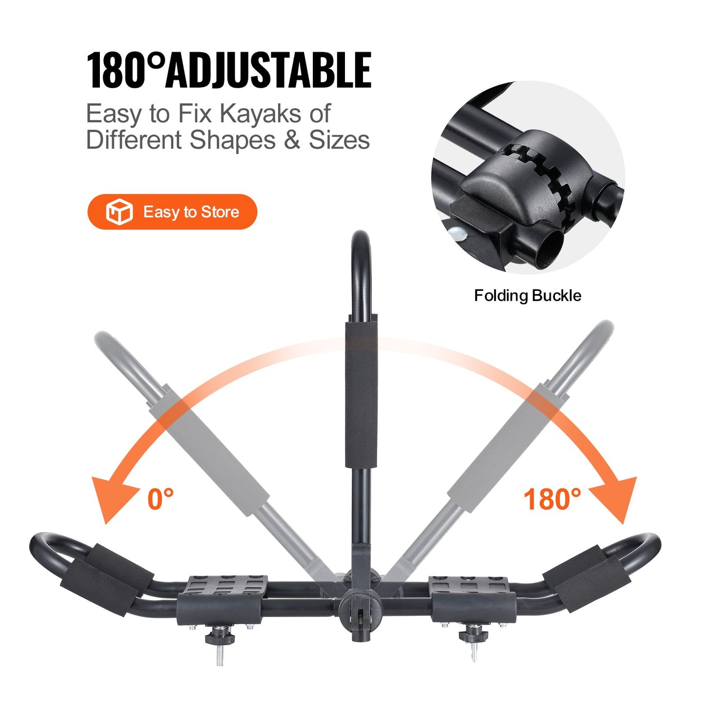 VEVOR Kayak Roof Rack 1 Pair J-Bar, Soft Roof Rack, Top Mount Tie Down, Carrier