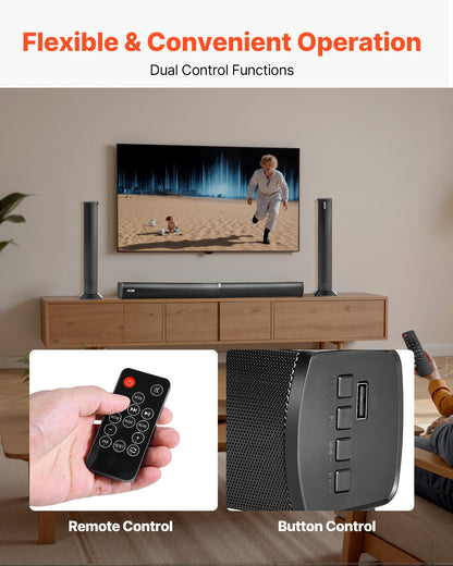 Sound Bar for Smart TV, 2.0 Channel, 800 mm 2 in 1 Detachable Soundbar TV Speakers, with Bluetooth HDMI AUX USB Connection, Remote Control, 80W Surround Sound System, for Home Theater Audio