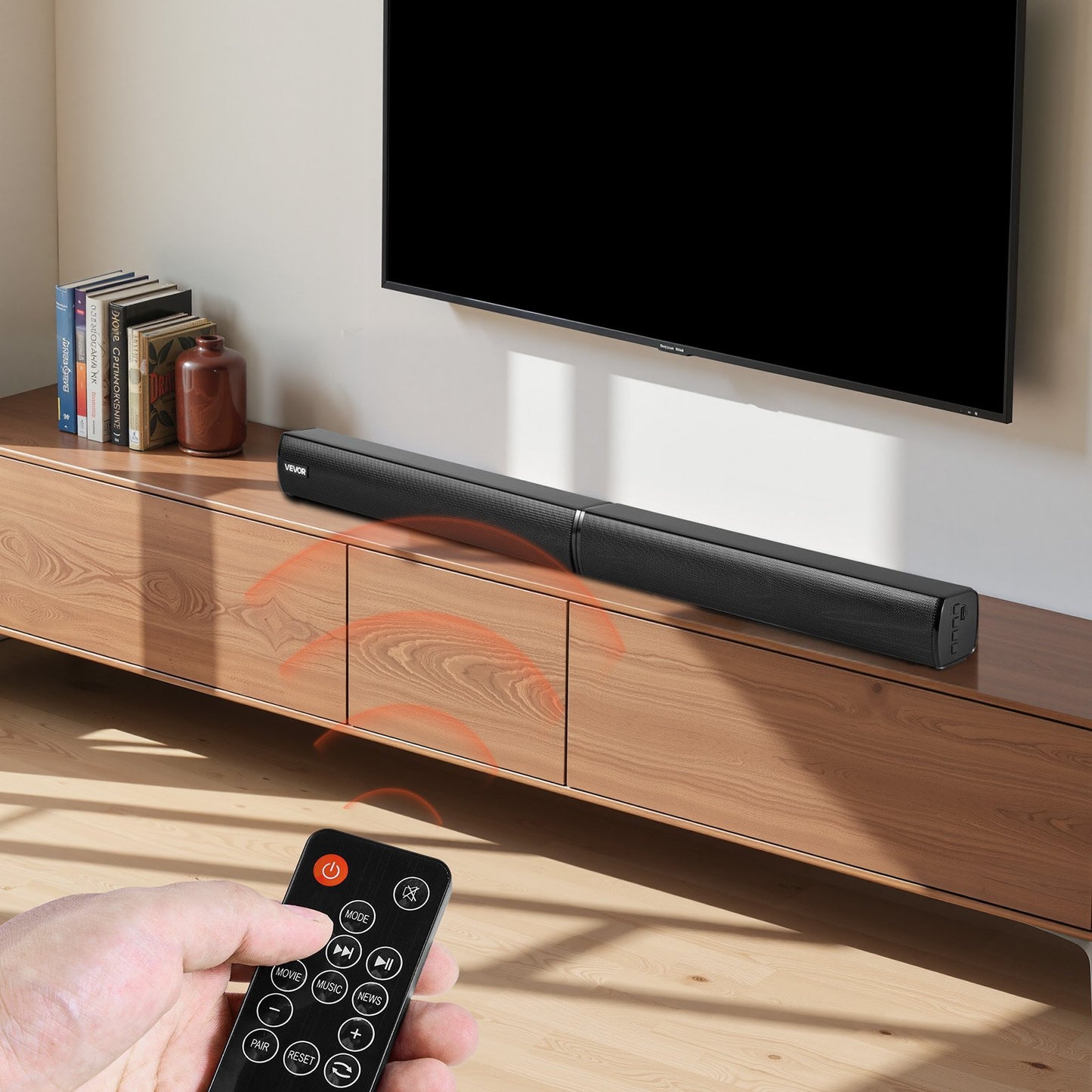 Sound Bar for Smart TV, 2.0 Channel, 800 mm 2 in 1 Detachable Soundbar TV Speakers, with Bluetooth HDMI AUX USB Connection, Remote Control, 80W Surround Sound System, for Home Theater Audio