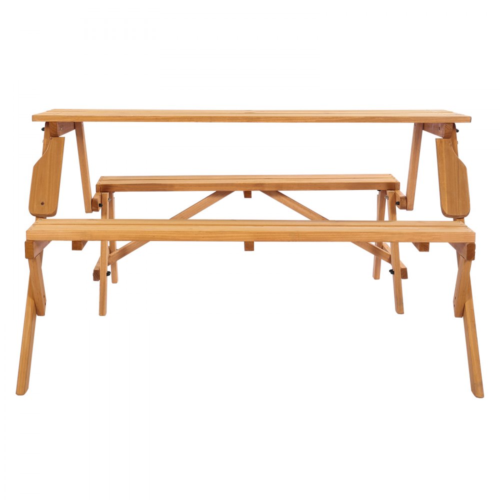 VEVOR 2-in-1 Transforming Interchangeable Picnic Table Wooden Table Bench Set