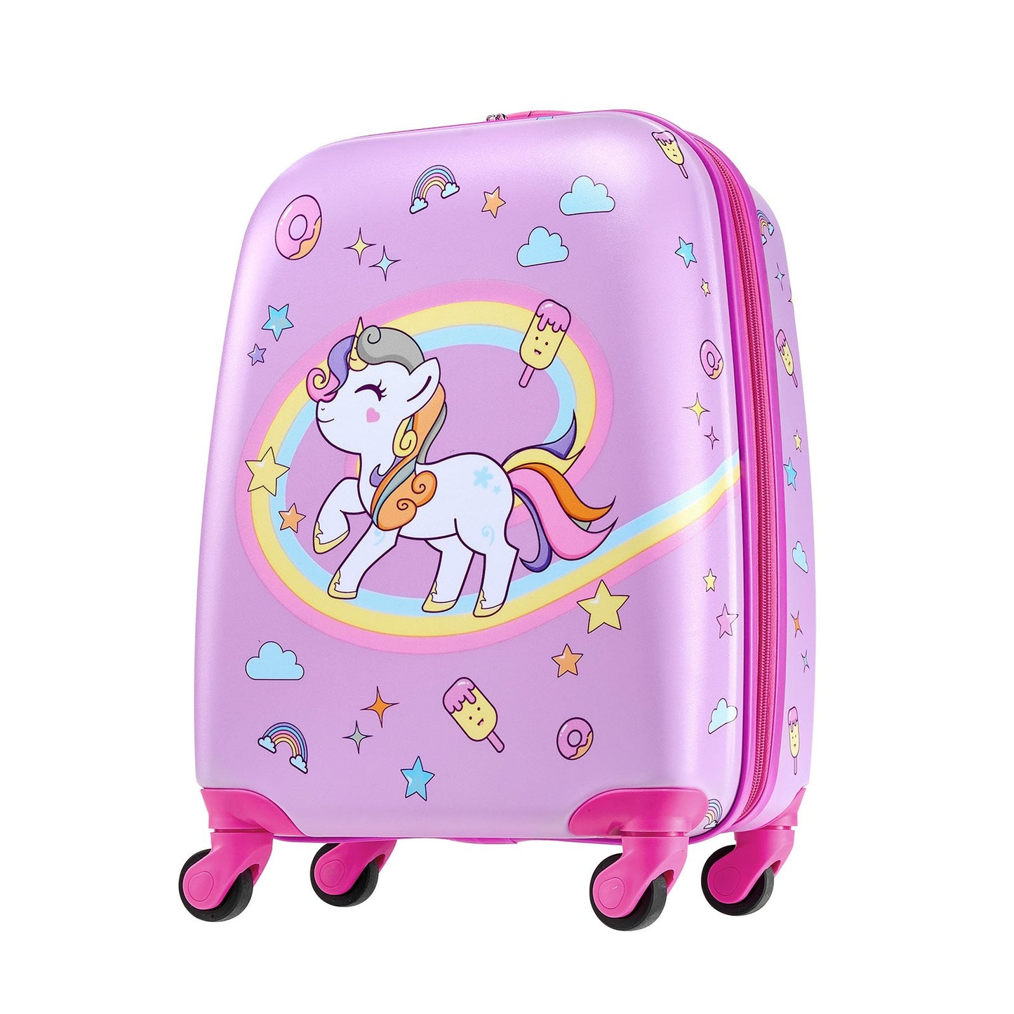 Kids Luggage Set, 2 Piece, 45.7 cm Hardside Rolling Wheels Suitcase with Hard-Shell Backpack, Unicorn Kids Carry on Luggage Set, Holiday Birthday Present for Girls & Boys, Airline Approved