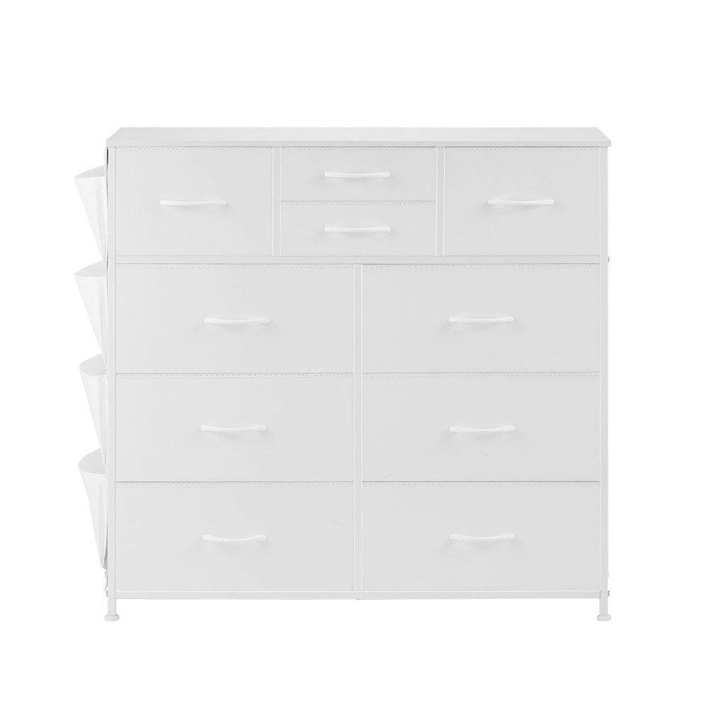 VEVOR 10 Drawer Dresser Fabric Storage Drawers Fabric Bins & Steel Frame White