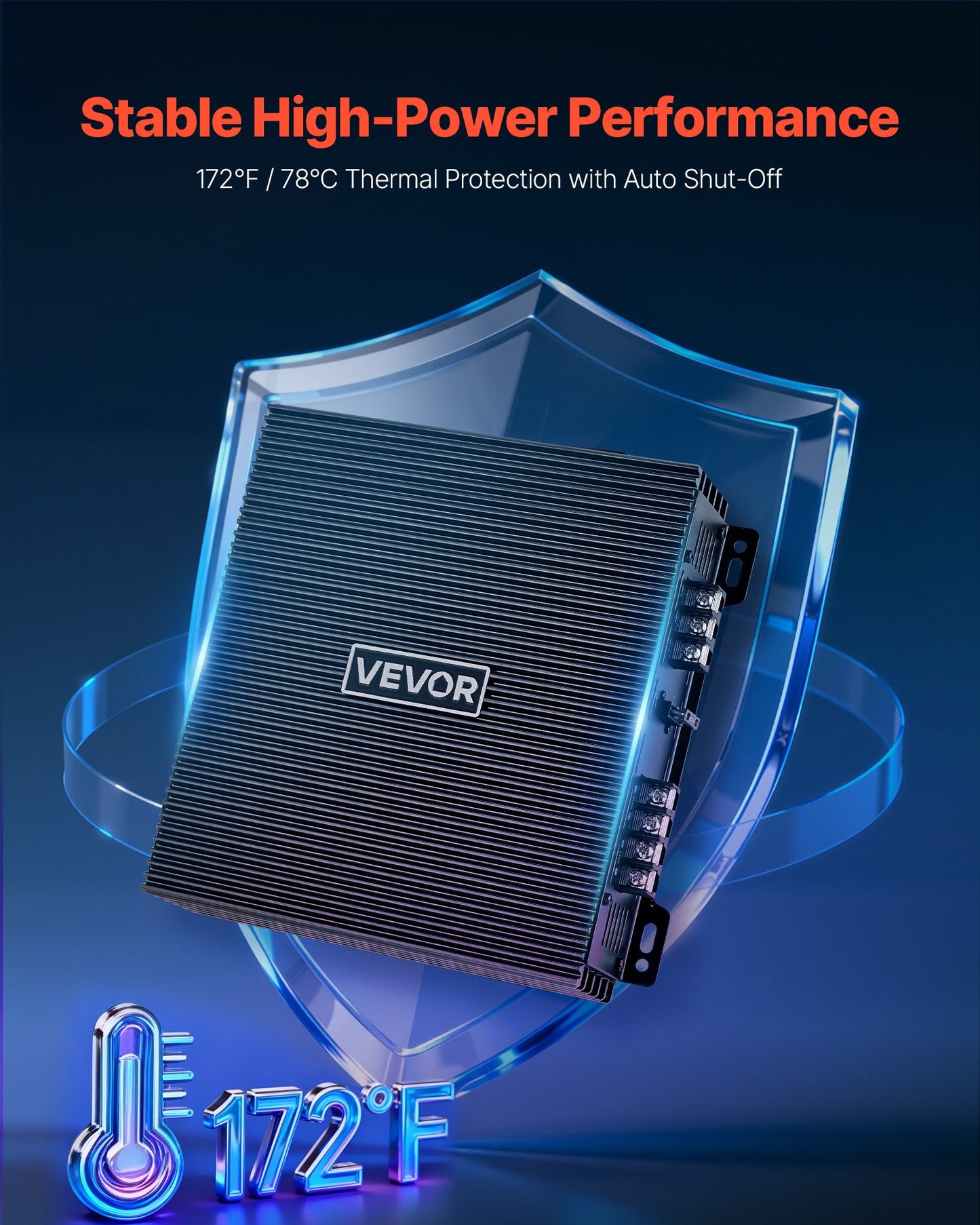 Car Audio Amplifier, 2-Channel Bridgeable Car Amplifier, Full-Range Class AB Stereo Amp, Max. 2 x 300W at 4 Ohms / 2 x 600W at 2 Ohms, High Output, for SUVs, Pickups, and Off-Road Vehicles