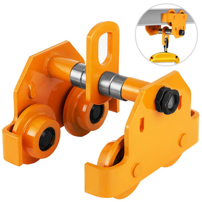 Manual Push Trolley 2 Metric Ton Capacity, Adjustable for I-Beam Gantry Cranes