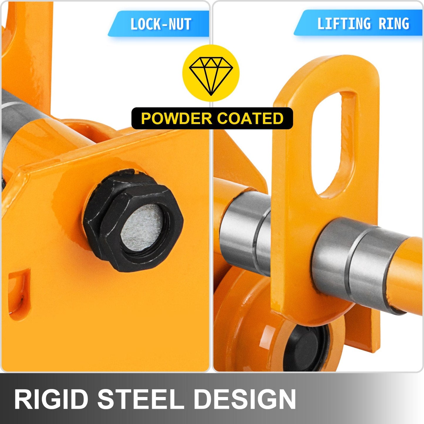 Manual Push Trolley 2 Metric Ton Capacity, Adjustable for I-Beam Gantry Cranes