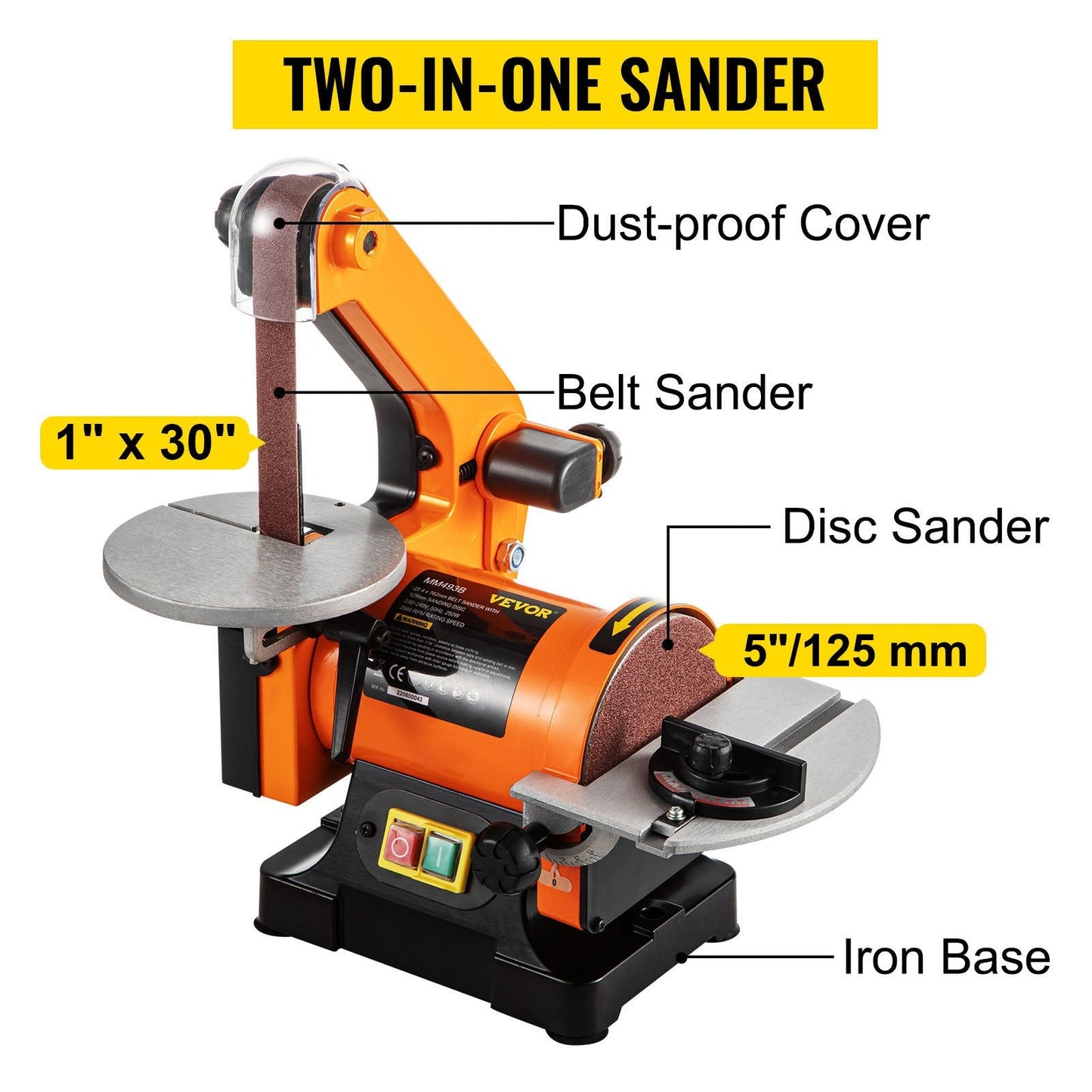 300W Electric Belt & Disc Sander with Adjustable Table & Dust Collection
