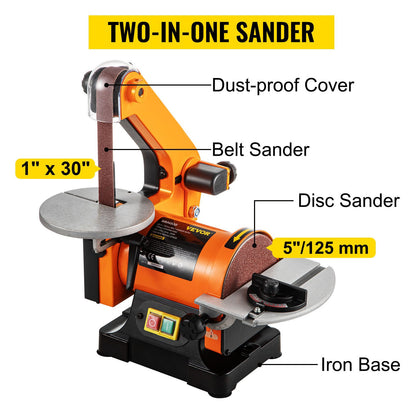 VEVOR Belt Sander 300W Grinder Sander 1 x 30 Inch Electric Belt & Disc Sander 2950
