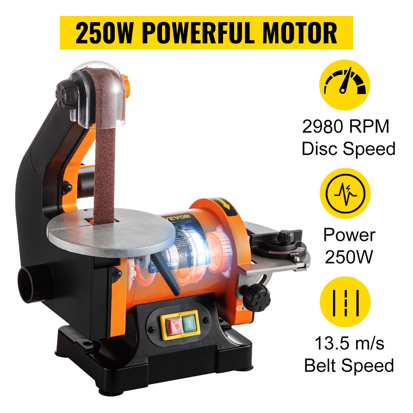 VEVOR Belt Sander 300W Grinder Sander 1 x 30 Inch Electric Belt & Disc Sander 2950