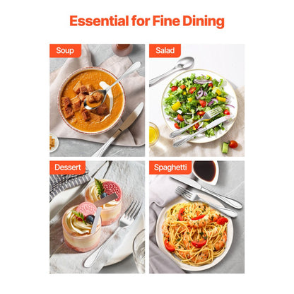 VEVOR 65-Piece Silverware Set Stainless Steel Cutlery Flatware Utensils for 12