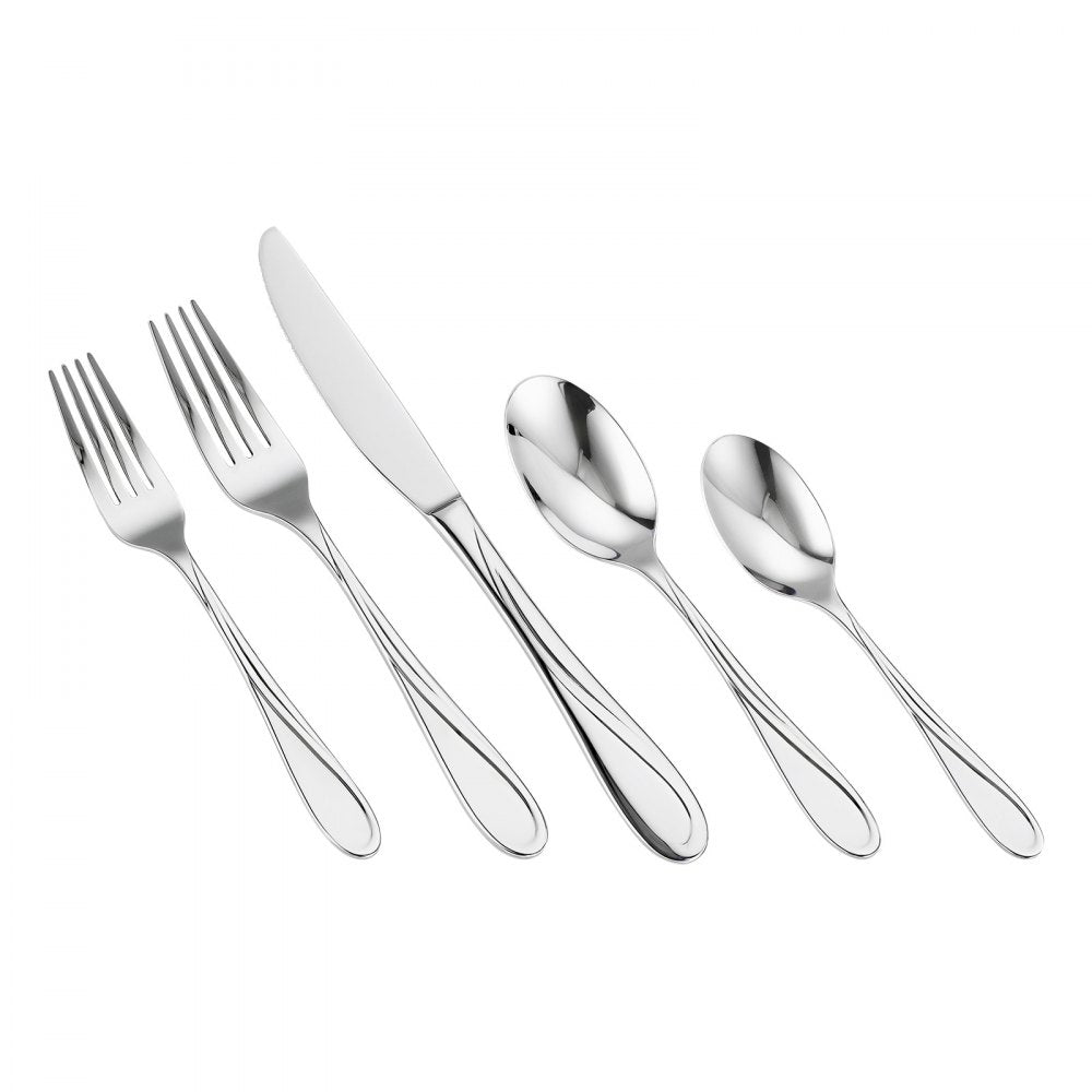 VEVOR 65-Piece Silverware Set Stainless Steel Cutlery Flatware Utensils for 12