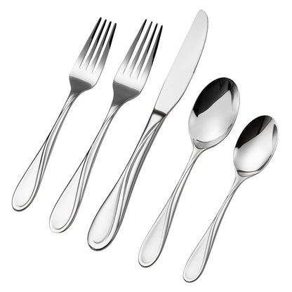 VEVOR 65-Piece Silverware Set Stainless Steel Cutlery Flatware Utensils for 12